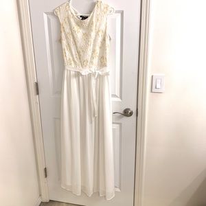 Empire Waist White Gold Dress